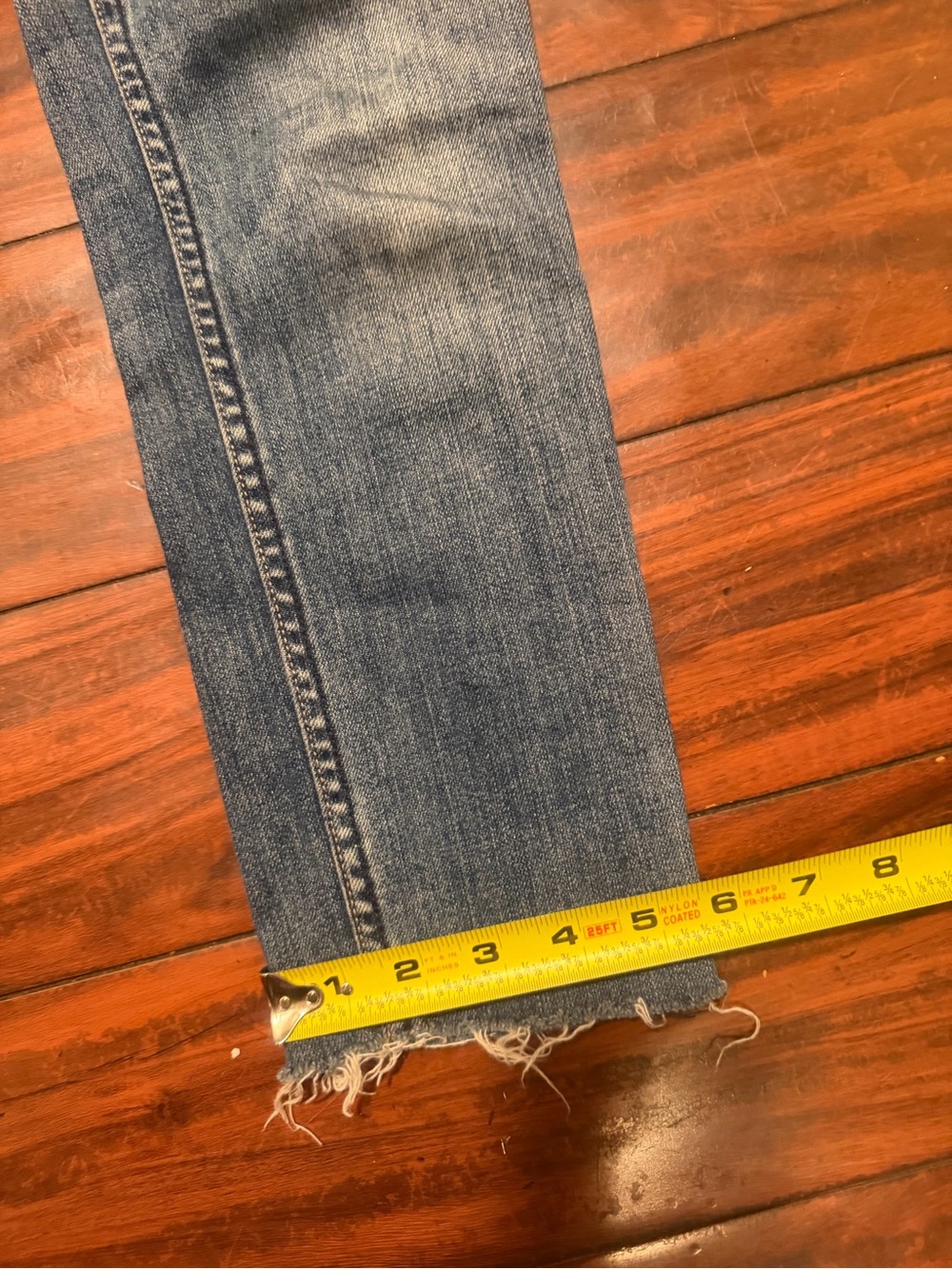 All Saints Women's Skinny Jeans in Distressed Medium Blue with Frayed Hem - Picture 5 of 12